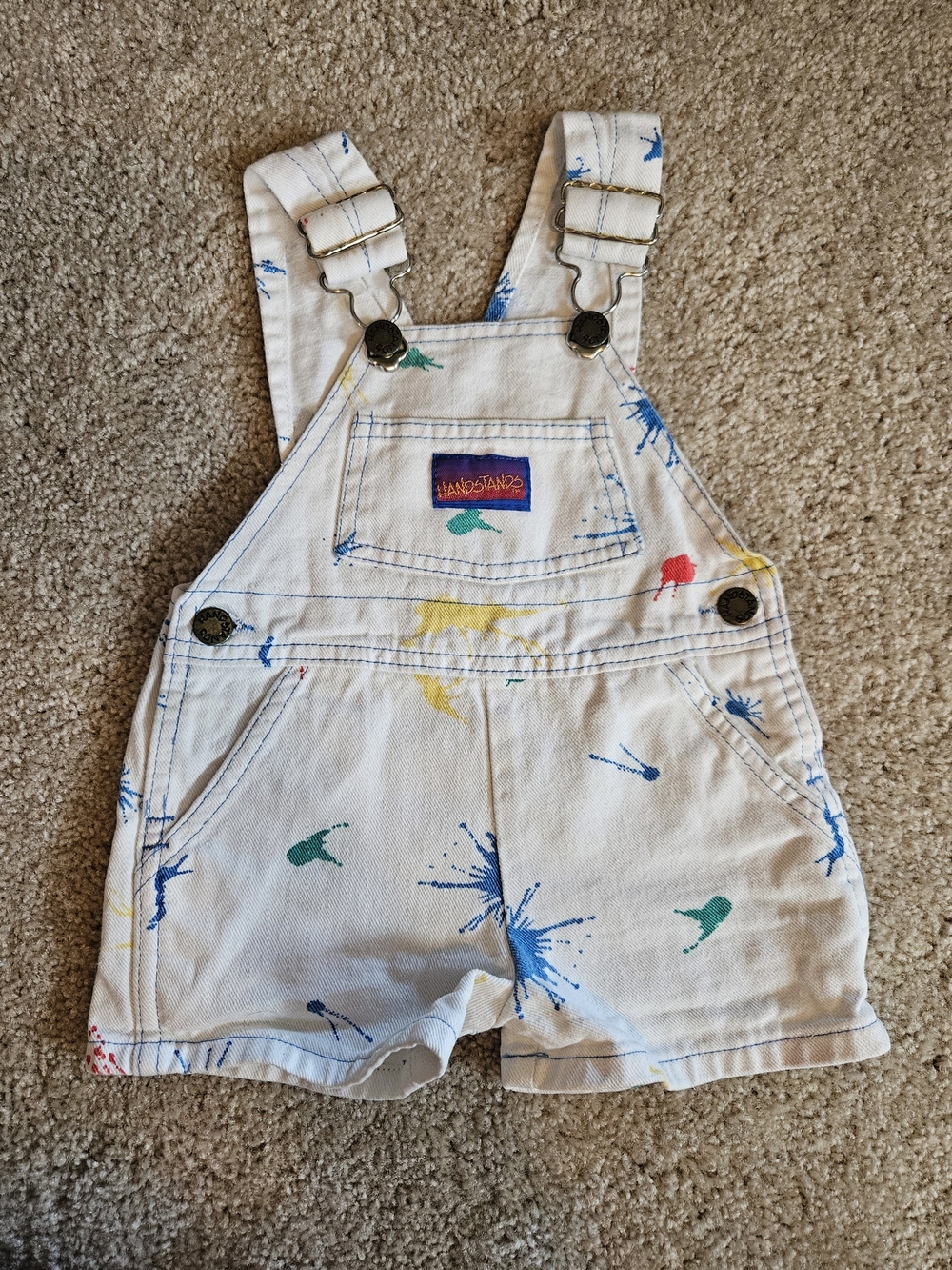 Vintage Handstands Paint-Splash Short Overalls - Size 2t